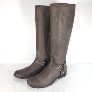 Frye Women's Phillip US 7,5B Brown Leather Back Zip Tall Harness Riding Boots
